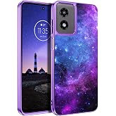 GUAGUA Compatible with Motorola Moto G Play 4G Case 2024 6.5 Inch Glow in The Dark Noctilucent Luminous Space Nebula Slim Fit Cover Protective Anti Scratch Case for Moto G Play 4G 2024, Blue Nebula