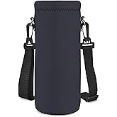 AORTDES Neoprene Water Bottle Carrier Bag with Adjustable Shoulder Strap for Men Women Walking Hiking,Portable Insulated Holder Case for Stainless Steel/Glass/Plastic Bottles