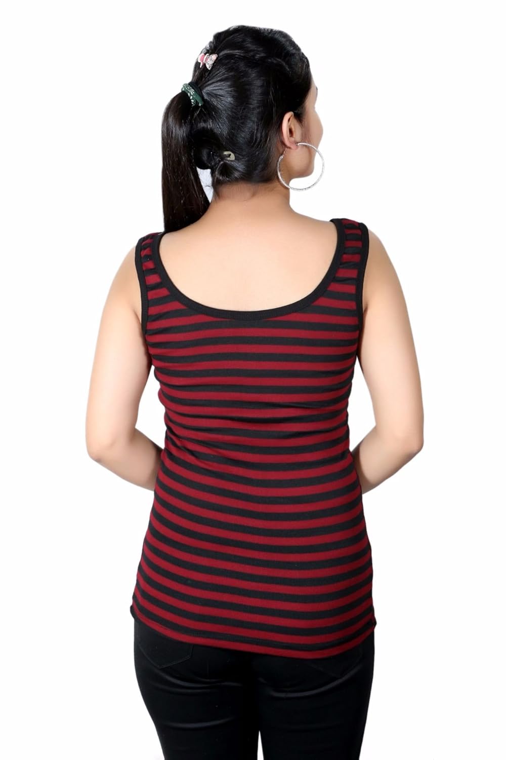q-rious women's cotton lycra striped camisoles (pack of 3)