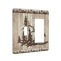 Rustic Wood Bear Forest 2 Gang Single Toggle Rocker
