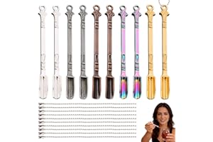10 Pack Mini Metal Spoons with Ball Chains, Zinc Alloy Tiny Measuring Scoop Set in Multicolor for Spice Salt Glitter Sand Dye