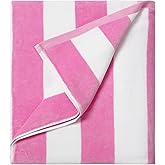 LULUHOME Large Oversized Beach Towel - Big Cotton 36 x 70 Inch Striped Pool Towel, Large Cabana Soft Swimming Towel for Adult Men Women,Pink
