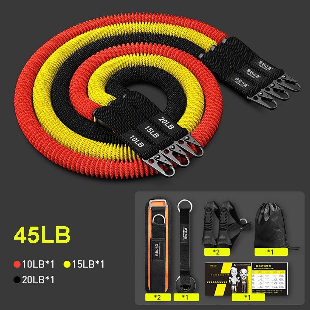 CXLT Exercise Resistance Bands Set, Elastic Pull Rope Fitness Stretch Workout Bands with Fitness Tubes, Foam Handles, Ankle Straps, Door Anchor for Home Gym Fitness,for Men Women,9PCS(45LB)