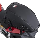KEMIMOTO Motorcycle Tail Bag, Expandable 10.5L-12.5L Waterproof Motorcycle Rear Seat Bag with Rain Cover &amp; Shoulder Strap, Motorcycle Luggage Tail Pack for Commuting Travel Camping, Black
