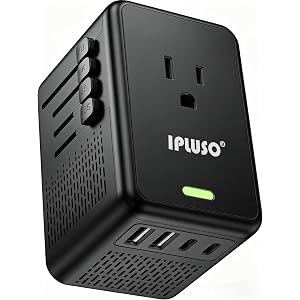 220V to 110V Voltage Converter US to Europe for Hair Dryer, Power Converter Adapter Combo with Fast Charging 2 USB A & 2 USB