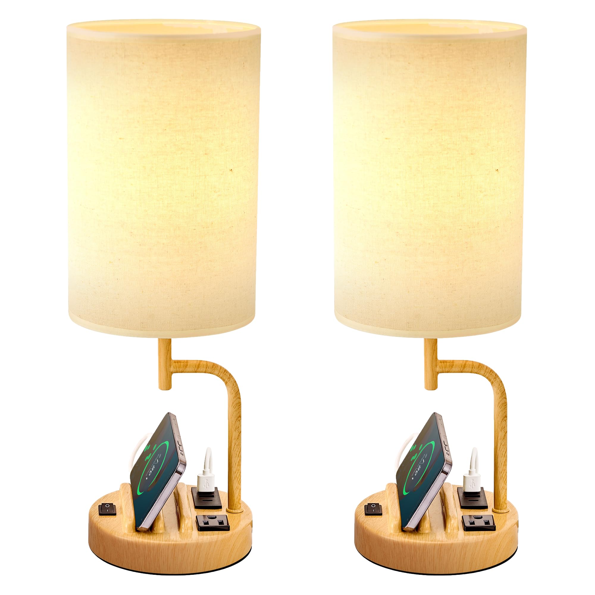 Photo 1 of **FOR PARTS/ NON-FUNCTIONAL** Dreamholder Table Lamp with 3 USB Charging Ports, Modern Desk Lamp with AC Outlet and Phone Stands, Perfect Bedside Lamp for Bedroom, Living Room, Office (Pack of 2)