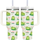 Frog Gifts.40oz Frog Tumbler with Handle.Frog Lover Cup Gift.Birthday Christmas Frogs Tumblers Gift for Women Men.