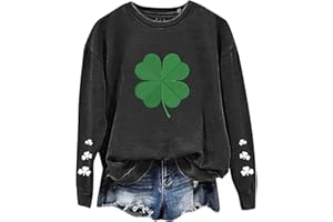 GIERIDUC Happy St Patrick's Day Shirt Women Lucky Shamrock Clover Print Tops Long Sleeve Graphic Tees Irish Green Sweatshirt