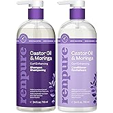 Renpure Castor Oil & Moringa Shampoo and Conditioner Set, Plant-Based*, Curl Enhancing, Moisturized, Manageable & Frizz-Free Curls -Castor & Moringa Seed Oil - Wavy to Curly Hair-24 Fl Oz each, 2 Pack