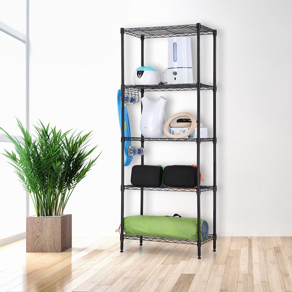 LANGRIA 5 Tier Shelving Units Storage Rack Supreme Wire Shelving Organization, Black: Kitchen & Dining