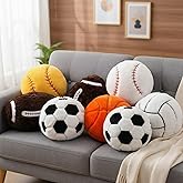 Chicmount 8 Pcs Sports Throw Pillows Bulk Fluffy Stuffed Football Soccer Baseball Volleyball Basketball Softball Pillows Plush Cushion for Room Decor Birthday Gifts