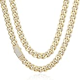 FANCIME Cuban Necklace 14K Gold Plated 925 Sterling Silver 8mm Cuban Link Chains for Men Women 20''