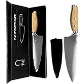The HomeFlow Co’s 8" Chef Knife, Ultra Sharp German High Carbon Stainless Steel Kitchen Knife with Ergonomic Pakka Wood Handle, Full Tang Design, Professional Chef’s Knife with Gift Box