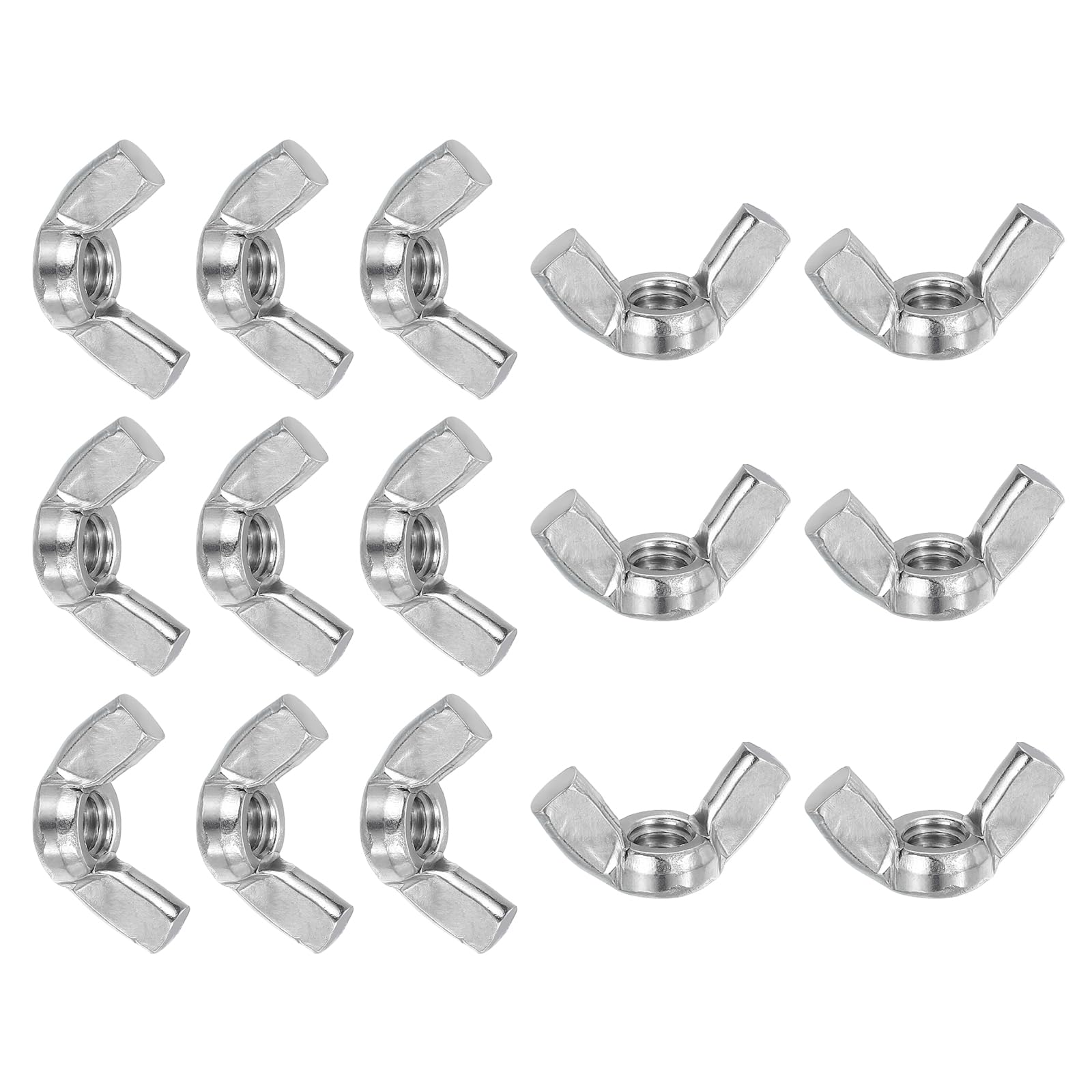 PATIKIL 1/4"-20 Wing Nuts, 15Pcs 304 Stainless Steel Fasteners Parts Butterfly Nut Smooth Finish for Repair Install Construction, Manufacturing, Engineering, Assembling, Furniture