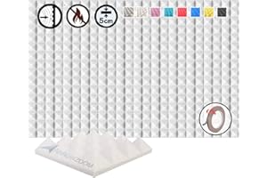 Arrowzoom 24 Pack Sound Proof Panels – High Density Pyramid Acoustic Foam 25x25x5cm for Studio, Office & Home, Noise Reductio