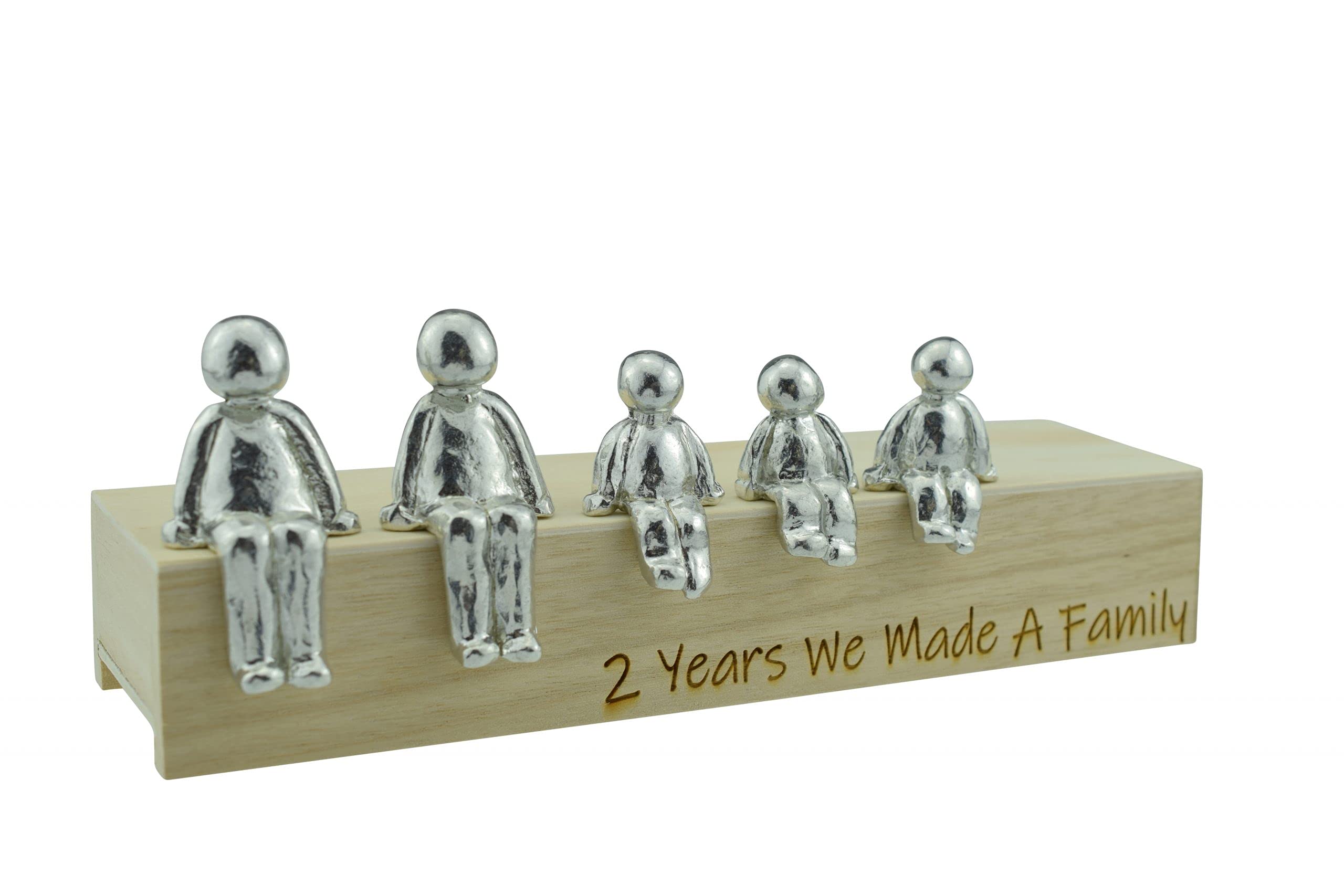 Pirantin 2nd Anniversary Idea 2 Year We Made A Family Metal Ornament - Choose Your Family Combination Box & Woodgrain May Vary(3 Children)