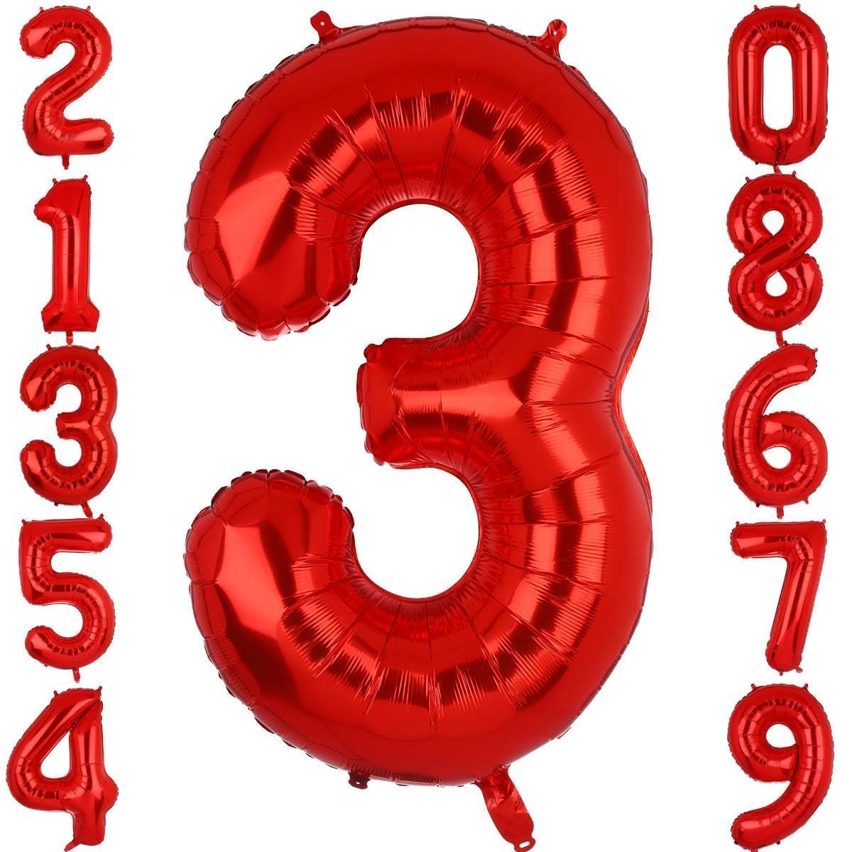 40 Inch Large Foil Number 3 Balloons Red Big Mylar Helium Balloon Birthdays Party Decorations Supplies