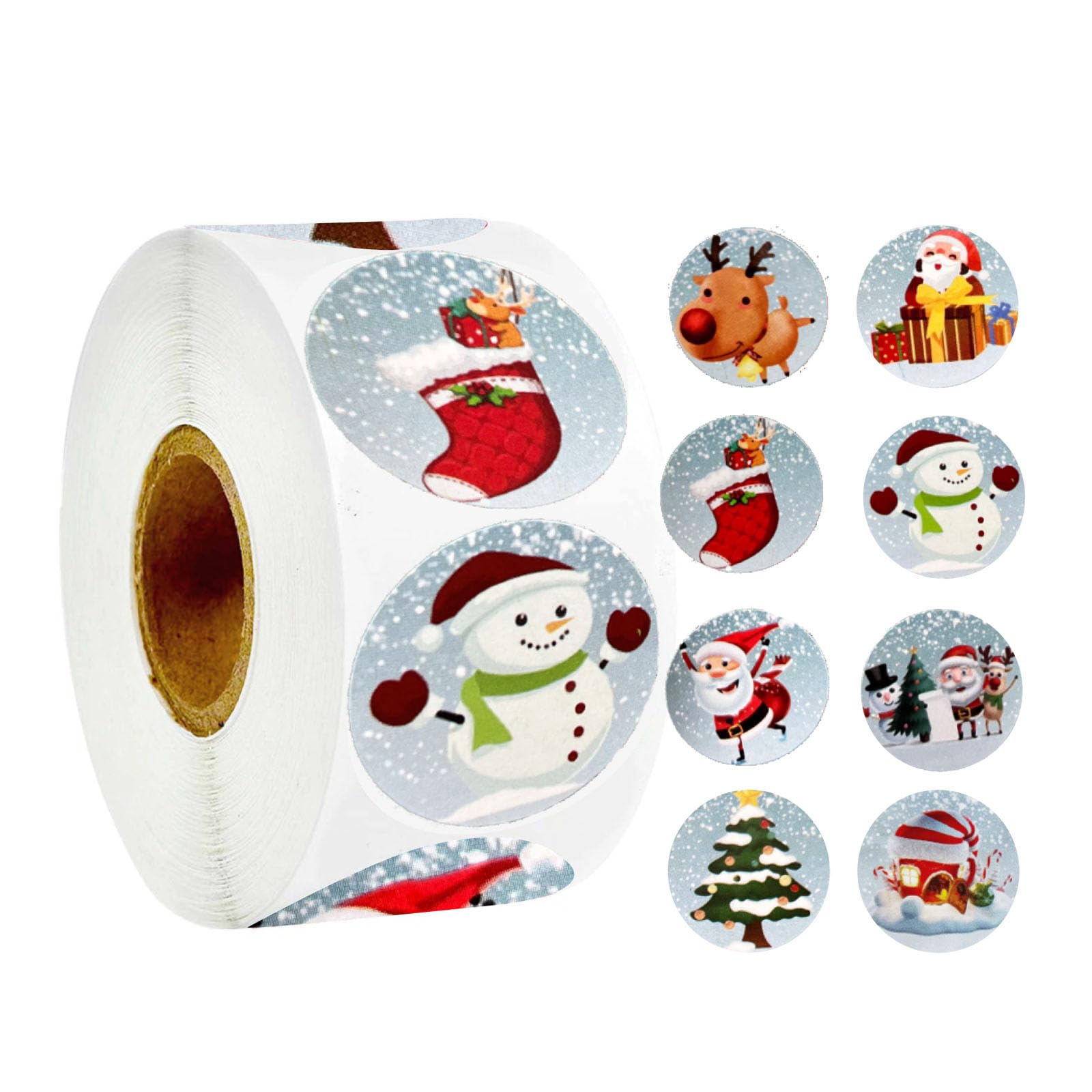 500 PCS Christmas Sealing Stickers - Round Pattern Stickers, Christmas Labels