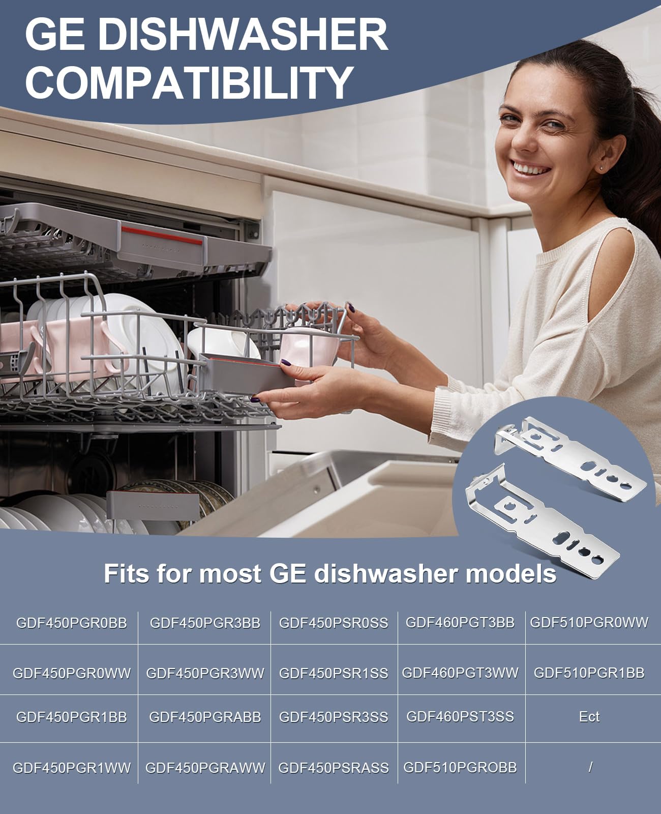 Dishwasher Mounting Bracket Compatiable with GE Series Dishwasher, WD01X27759 Undercounter Dishwasher Mounting Clips Kit with Screws Replacement Parts 2 Pack