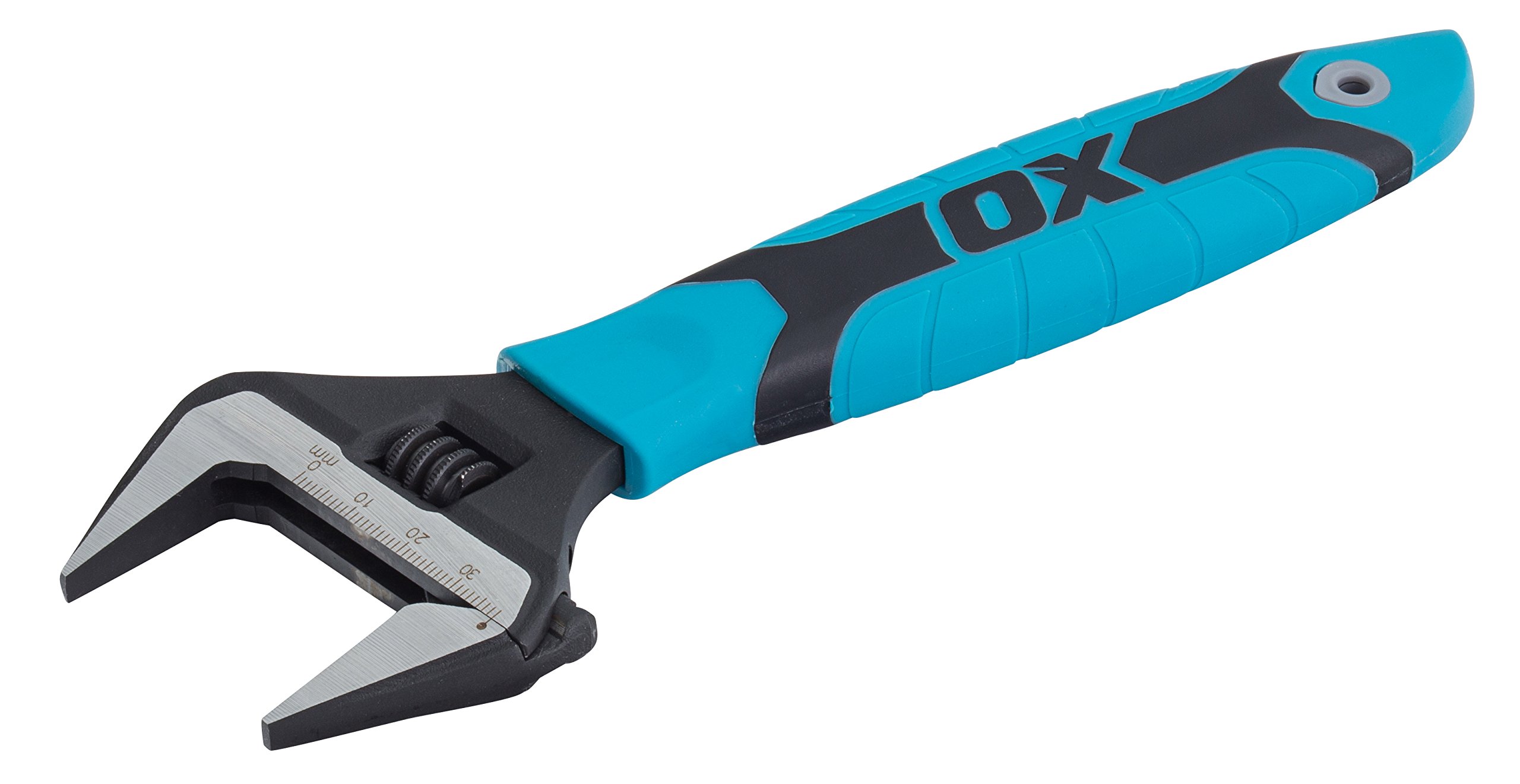 OX Tools Pro Extra Wide Jaw Adjustable Wrench - Adjustable Plumbing Spanner with Soft Grip Handle - Multifunctional tool - 8 inch, (200mm), OX-P324608