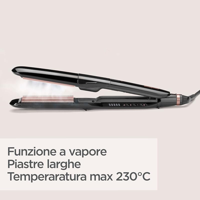 Piastra per capelli a vapore, styler per capelli a vapore, Nera