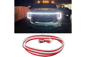 DREAMOTOR 94.5 Inch Car Hood Light Strip, White Exterior Dynamic Car LED Hood Light, Flexible & Waterproof, Universal Exterior Daytime Running Light Strip with Fuse Protection for Cars, SUVs, Trucks