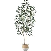Warmplants Artificial Eucalyptus Tree, 7ft Tall Silk Leaves Fake Plant with Basket for Outdoor Indoor, 83'' Faux Eucalyptus Trees for Home Office Livingroom Floor Décor
