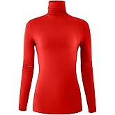 AUHEGN Women's Long Sleeve Lightweight Turtleneck Top Pullover Casual Active Layer Tops Shirts