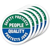 SmartSign Safety Protects People - Quality Protects Jobs Pack of 5 Hard Hat Labels | Retro-Reflective, 2" Circle