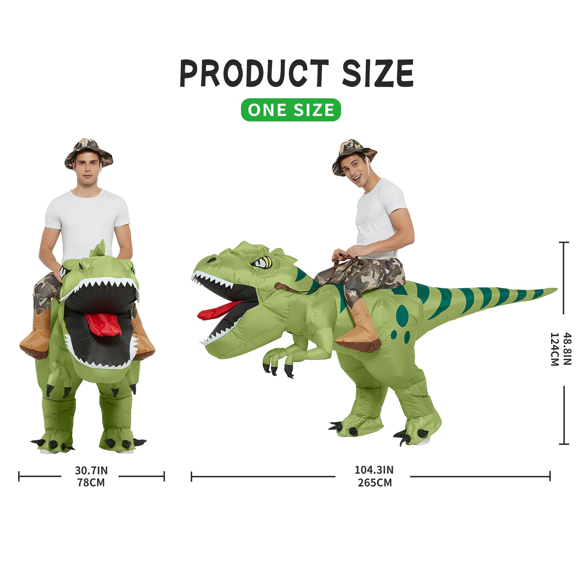 One Casa Inflatable Dinosaur Costume Riding T Rex Air Blow up Funny Fancy Dress Party Halloween Costume for Adult