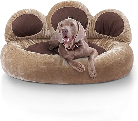 Knuffelwuff Panier Chien Lit Pour Chien Coussin Corbeille Pour Chien Luena Forme De Patte Marron Sm 80cm