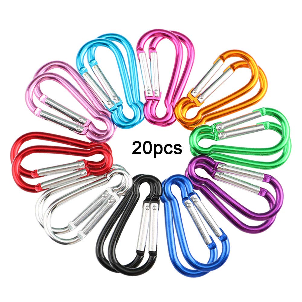 QitinDasen 20 Pieces Gourd-Shaped Multifunction Aluminum Carabiner Keychain Clip, 5 cm Mini Carabiner Keychain Snap Hook (Not for Climbing)