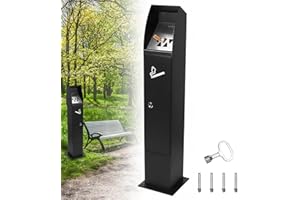 Poweka Cirgarette Butt Disposal Outdoor,Standing Receptacles, 7.8" ODx35.6 Height, Cendrier Extérieur for Commercial/Bar/Publ