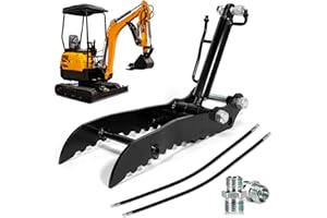 VORGENS Mini Excavators Hydraulic Thumb w/ M14-M16 Hydraulic Adapter *2, Fit for Mini Excavators Up to 3 Tons - Single Hole Backhoe Hydraulic Thumb Clip w/Hydraulic Hose Fittings