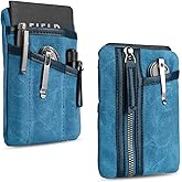 Sayram SP6 EDC Pouch, Waxed Canvas Compact Pocket Organizer, EDC Pocket Pouch for Men, Zippered Pocket Pouch, Mini EDC Organizer for Everyday Carry, Multitool Organizer Pouch (Oil Wax Blue)