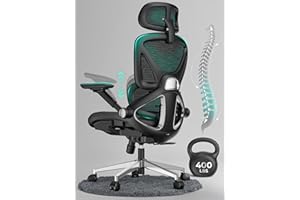 CAPOT Ergonomic Mesh Office Chair, Adjustable Lumbar High Back Desk Chair 400lbs, 4D Flip-up Arms, 3-Level Tilt Backrest, 3D 
