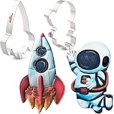 LILIAO Space Cookie Cutter Set, 2-Piece, Astronaut &amp; Rocket | Decent Size, Simple Classic Shape, Premium Stainless Steel, Durable for Repeated Use, Dishwasher Safe, For Dough &amp; Fondant