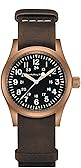 Hamilton Khaki Field Mechanical Men's Watch, 38mm Bronze and Titanium Case, Swiss Made, Black Dial Analog Wrist Watch for Men, 50m Waterproof, Sapphire Crystal, Cow Leather Strap