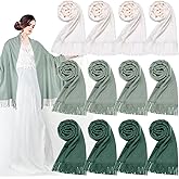 12 Pack Wedding Pashmina Shawls Wraps Bulk 79 x 27 Scarf for Guests Wedding Favor Bridal Shawls Gift Outdoor