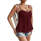 Womens Peplum Tank Tops Cute Babydoll Lace Going Out Camisole Top Ruffle Spaghetti Strap Camisole