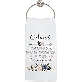 LADOCK Aunt Gifts Kitchen Towels, Best Aunt Mother's Day Birthday Gifts Hand Towels for Bathroom Decor, Thank You Appreciation Gift for Auntie Dish Tea Towels for Kitchen, 16x24 Inch