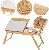SONGMICS Bamboo Laptop Desk Foldable Bed Table 5 Tilt Angles 55x35 cm view 7