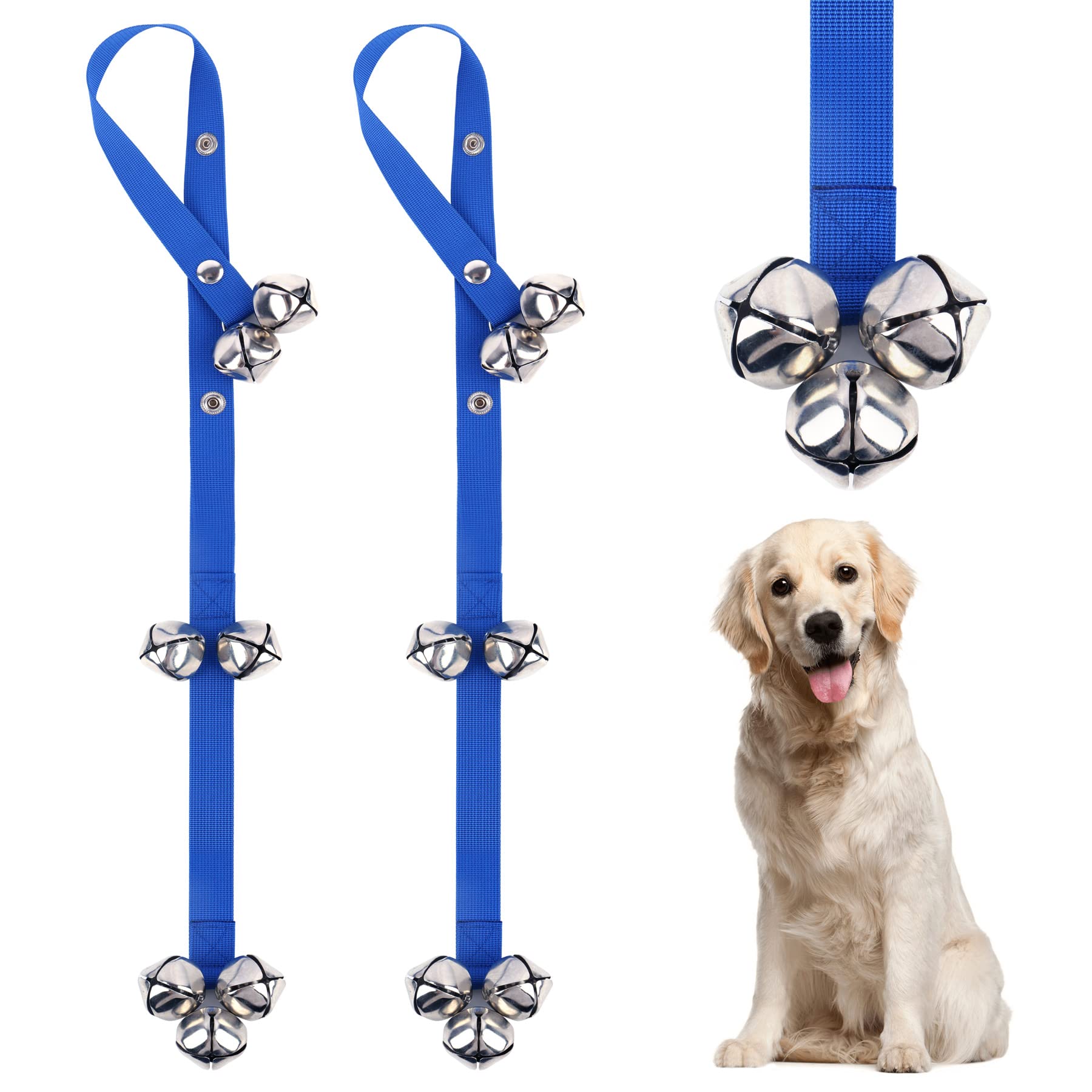 Alinana 3 Button Adjustable Dog Training Bells for Puppy Potty Training, 7 Extra-Loud Jingle Dog Bells for Toilet Training, Pet Supplies for Dogs of all Types, 2 Pack