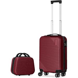 AGVOTK 20 Inch Carry On Luggage Set with 14 Inch Cosmetic Case, Hardside Spinner Suitcase with 360° Wheels, Lightweight Trave