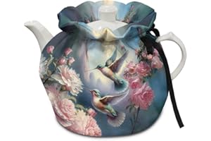 Xoenoiee Hummingbird Pink Floral Print Tea Cozy Tea Pot Cover Insulation Tea Cosy Teapot Dust Cover Teapot Warmer for Home Kitchen Teapot Covers
