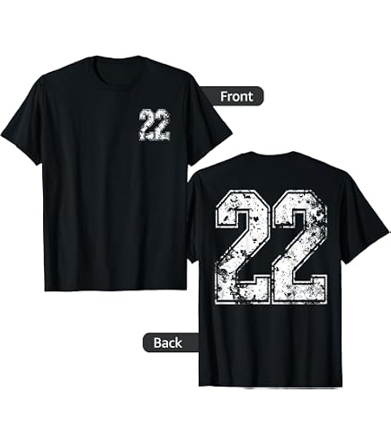Amazon.com: Number 22 (on Back) Sports Team Jersey Number T-Shirt