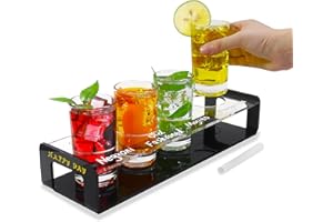 【NEW】Acrylic Drink Flight Boards with Glasses, Easy Clean Drink Flight Tray Set, Mimosa Flight Boards, Writable Drink Flight 