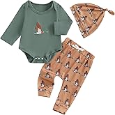 Doqcey Newborn Baby Boy Hunting Clothes Mallard Duck Embroidery Romper Bodysuit Long Pants Hat Set Fall Winter Outfits