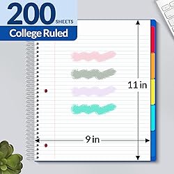 SUNEE 5 Subject Notebook College Ruled - 400