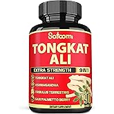 Satoomi 9in1 Tongkat Ali Root Extract - Ashwagandha, Tribulus Terrestris - 90 Capsules for 3 Months - Support Strength, Energy & Healthy Immune